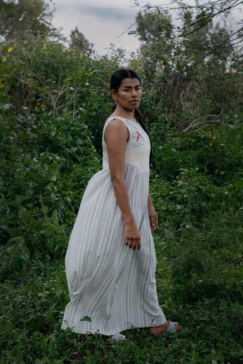 Handloom Gathered Maxi Dress